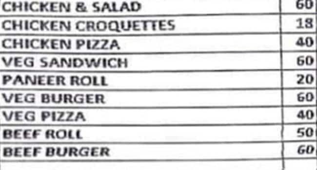 The Golden Oven menu