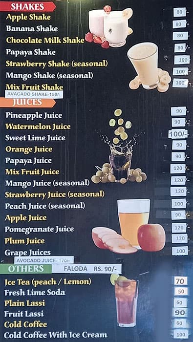 The Golden Oven menu