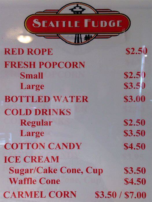 Seattle Fudge Menu,Menú para Seattle Fudge, Queen Anne Lower, Seattle