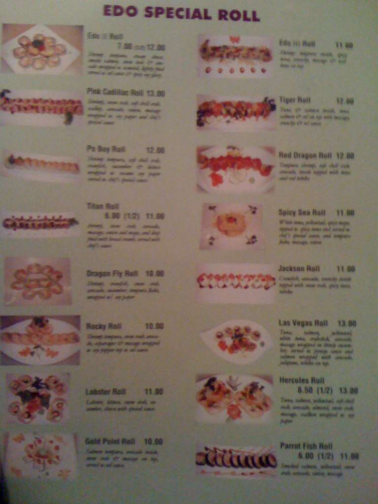 Edo Japanese Restaurant Menu, Menu for Edo Japanese Restaurant, Jackson