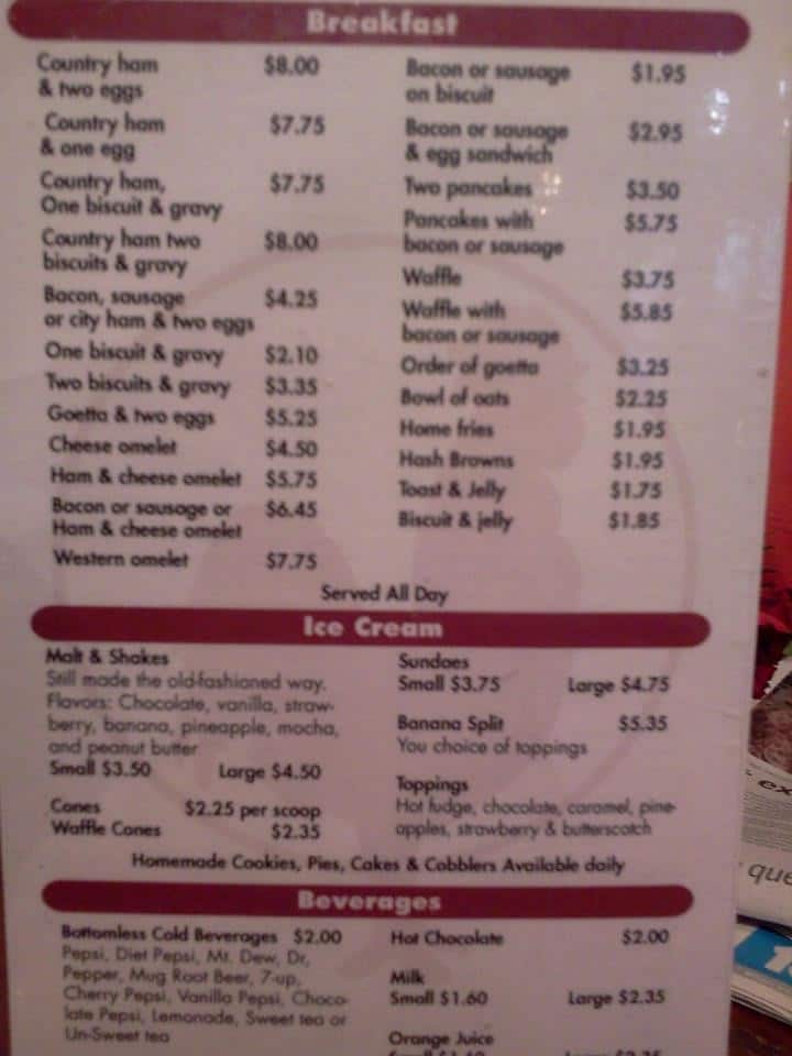 Menu at Augusta General Store restaurant, Augusta