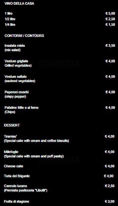 Menu di Al Brigante Crocco 