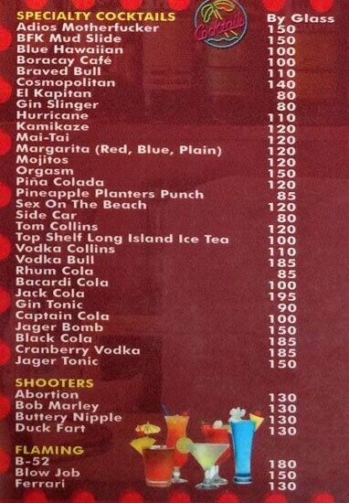 Menu at Baulita Food Kiosk (BFK) restaurant, Lapu-Lapu City, Pueblo Verde