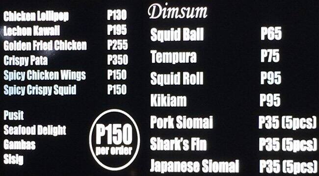Menu at Baulita Food Kiosk (BFK) restaurant, Lapu-Lapu City, Pueblo Verde