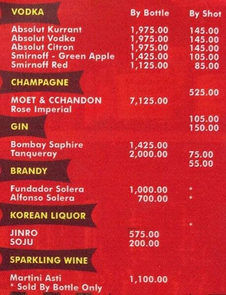 Menu at Baulita Food Kiosk (BFK) restaurant, Lapu-Lapu City, Pueblo Verde