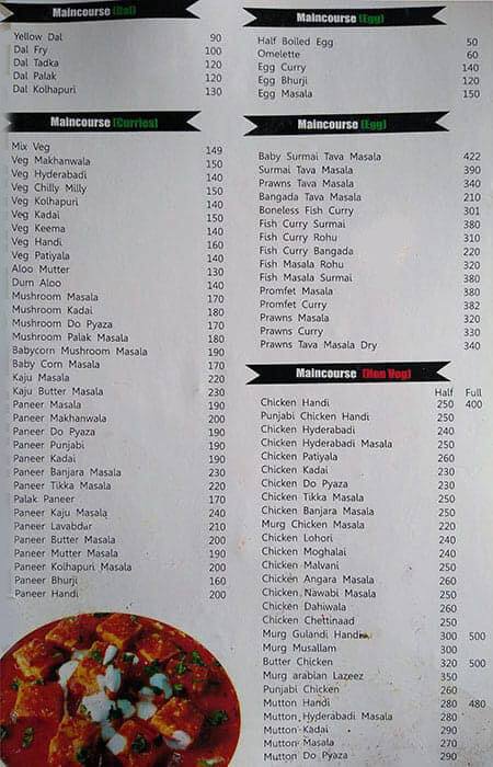 Godavari Ruchulu menu
