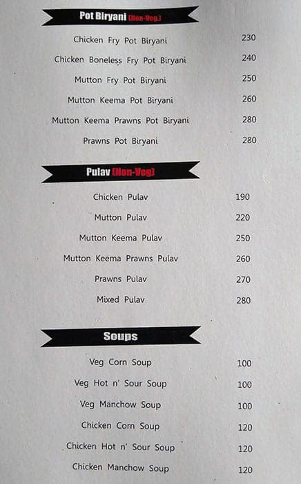Godavari Ruchulu menu