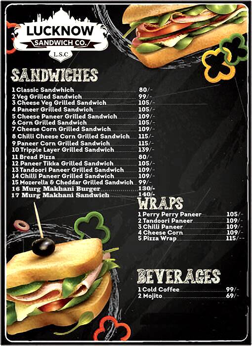 Menu of Lucknow Sandwich Co., Gomti Nagar, Lucknow