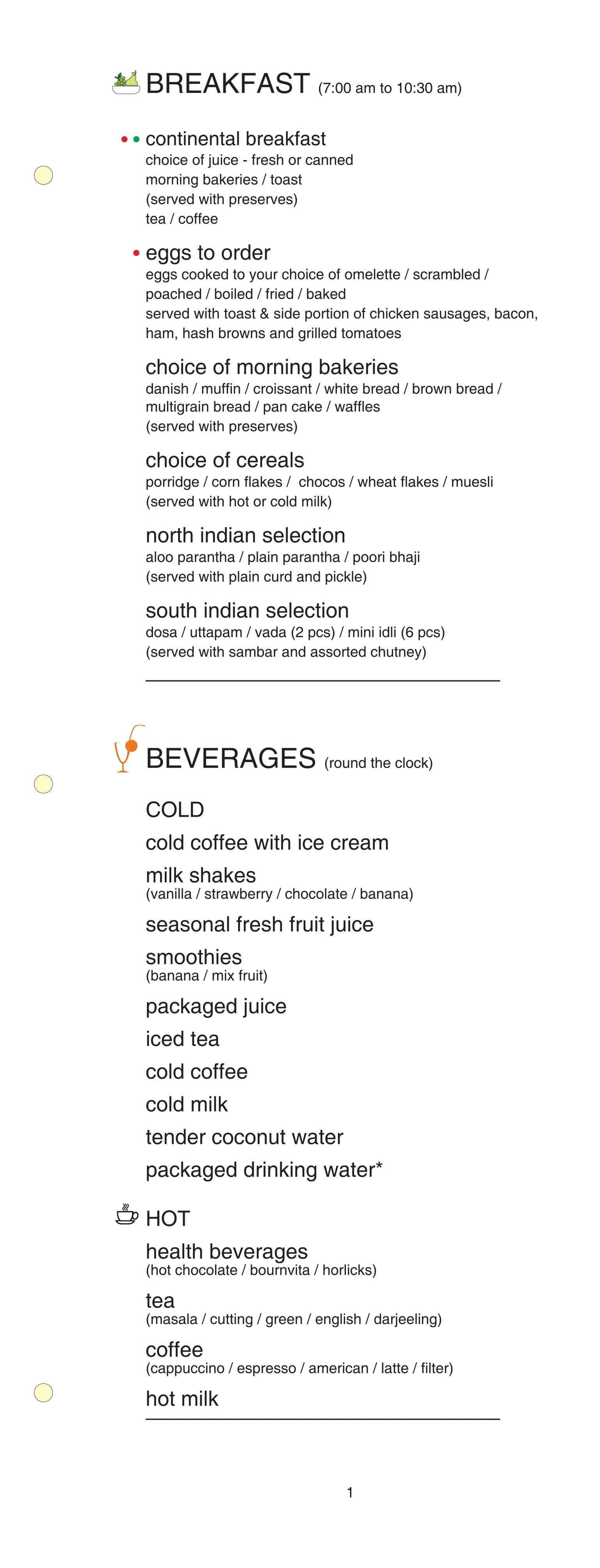 Menu of Tea Pot Mayfair Lagoon, Jayadev Vihar, Bhubaneshwar