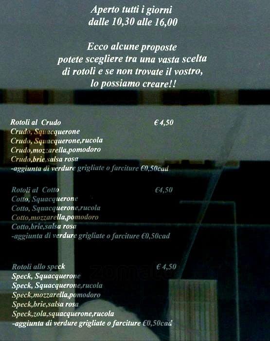 Menu di Piadineria da Luca 