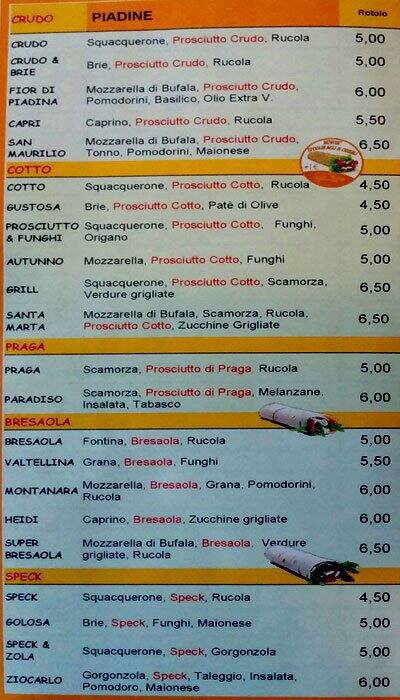 Menu di La Caveja 
