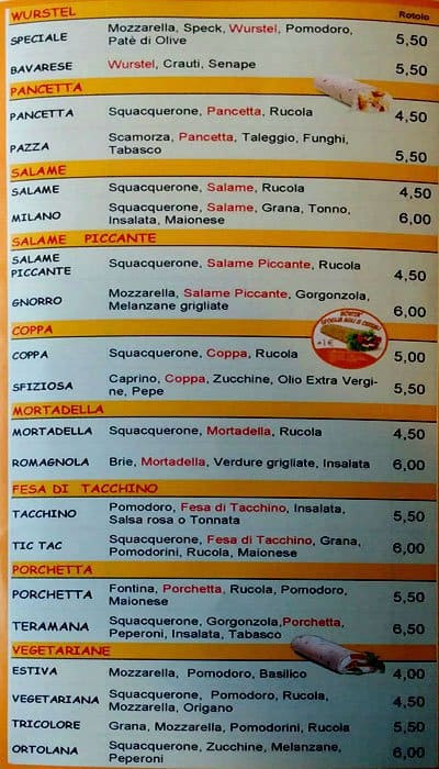 Menu di La Caveja 