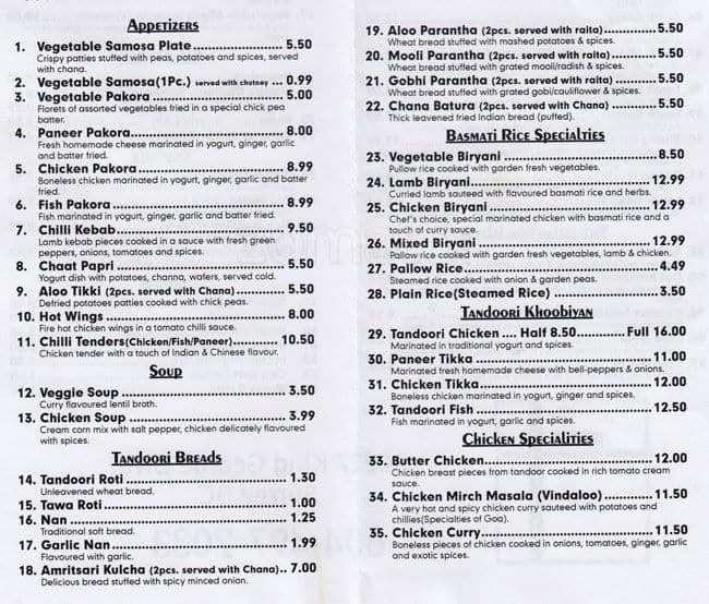 Famous Kulcha & Gelato Menu, Menu for Famous Kulcha & Gelato, Whalley ...