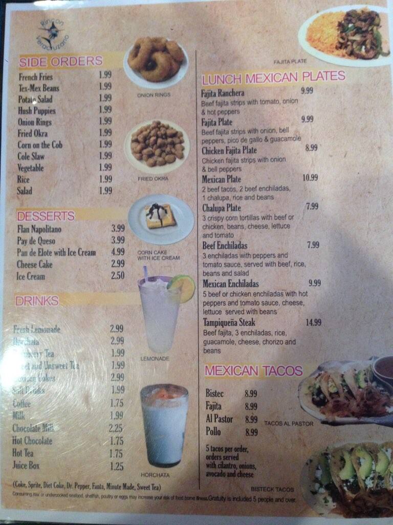 Rincon Veracruzano Menu, Menu for Rincon Veracruzano, Port Isabel