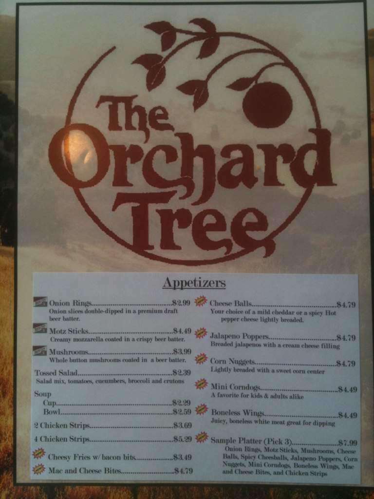 The Orchard Tree Menu, Menu for The Orchard Tree, Van Wert, Lima