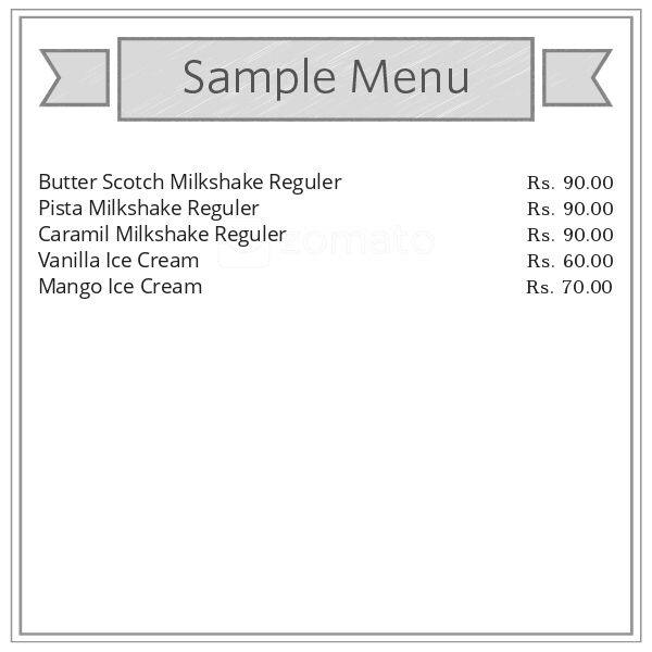 Menu of Rose Milk Factory, Avadi, Chennai