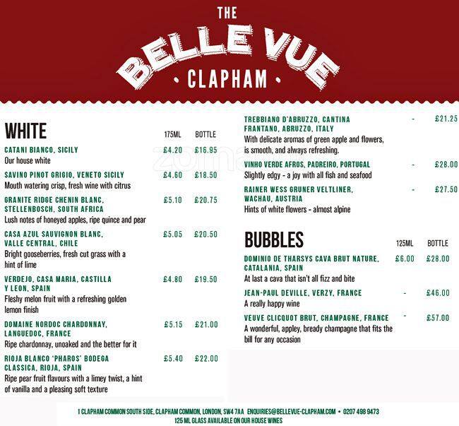 Belle Vue Menu, Menu for Belle Vue, Clapham, London - Zomato UK