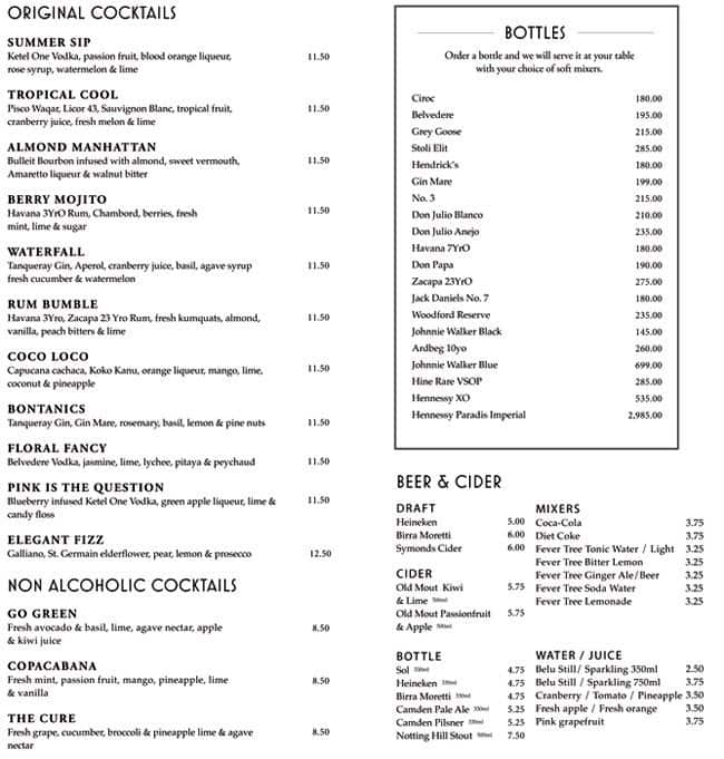 Sky Pod Bar Menu, Menu for Sky Pod Bar, City of London, London - Zomato UK