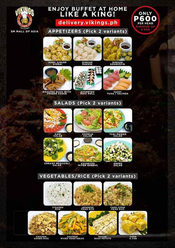 Menu at Vikings Luxury Buffet, SM Jazz Mall Makati restaurant, Makati