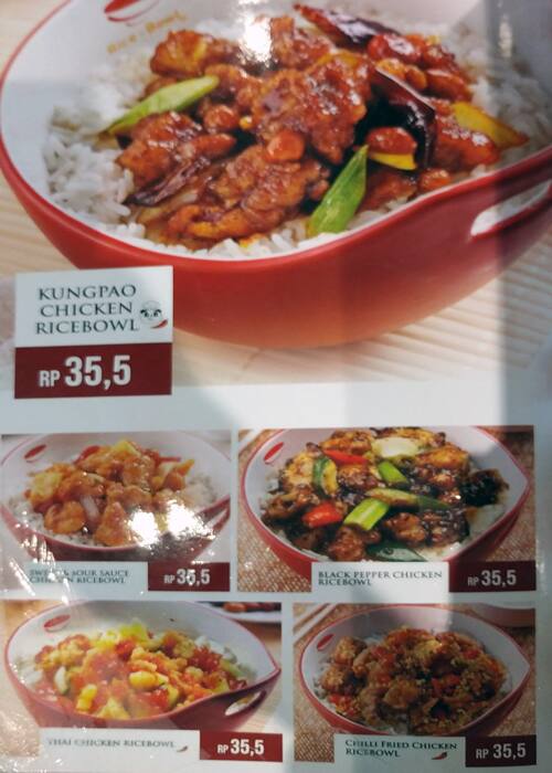 Menu at Rice Bowl Indonesia restaurant, Tangerang