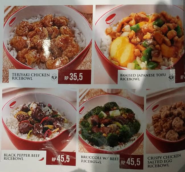 Menu at Rice Bowl Indonesia restaurant, Tangerang