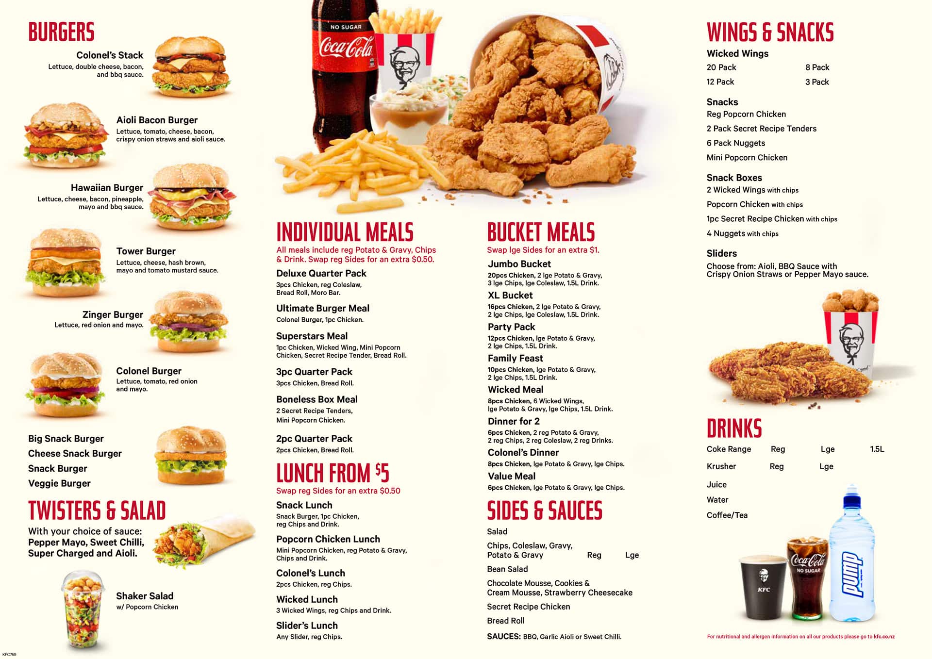 Kfc menu KFC