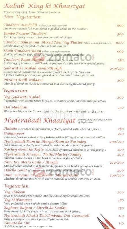Kabab King menu