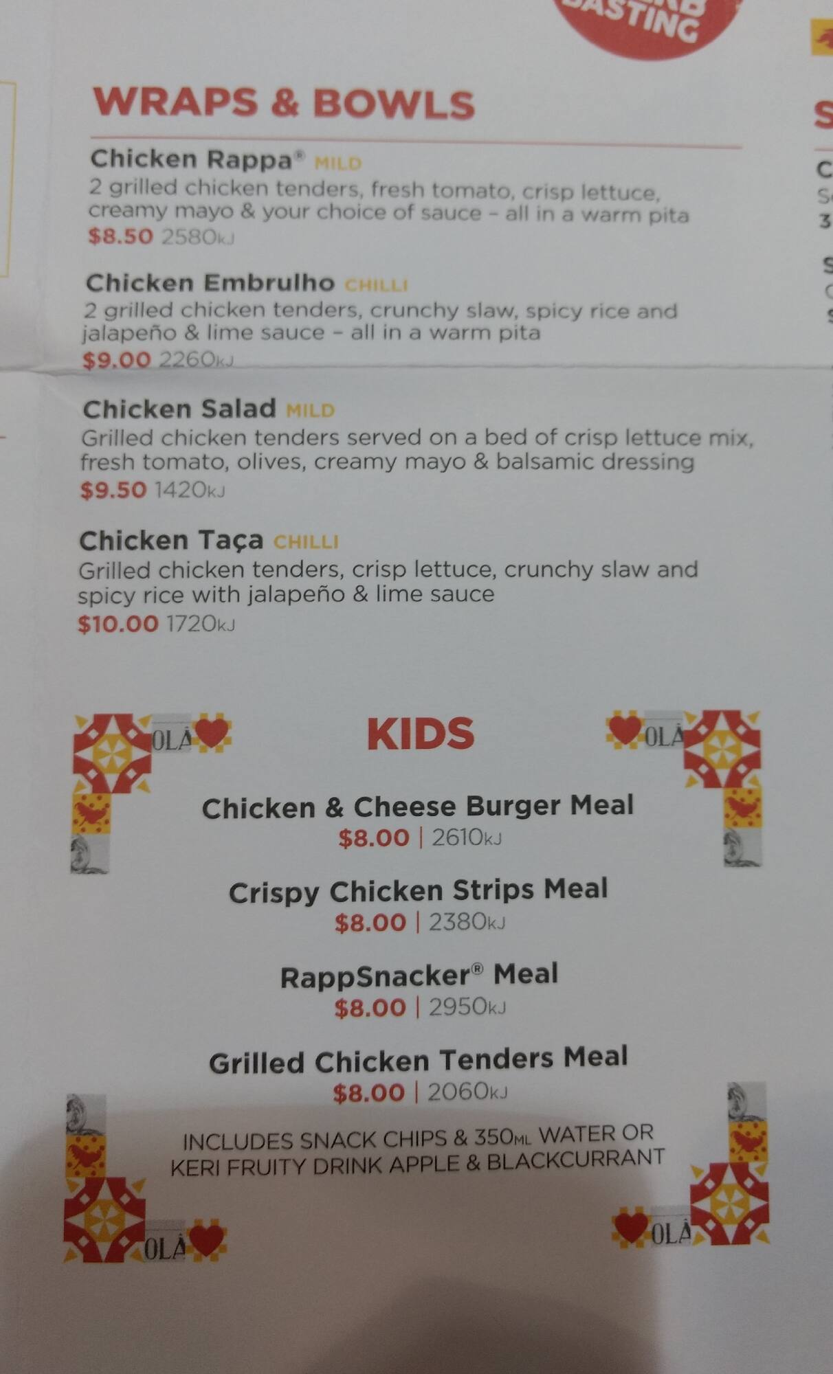 Oporto Brookvale menu