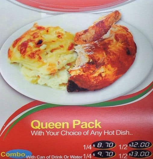 Menu at Queen's Charcoal Chicken fast food, Camden