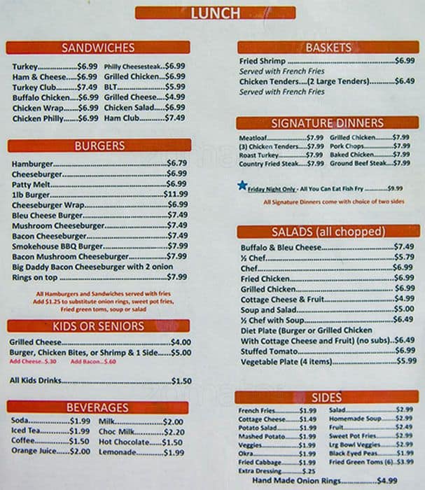 Menu at The Black Eyed Pea restaurant, Dade City, US301