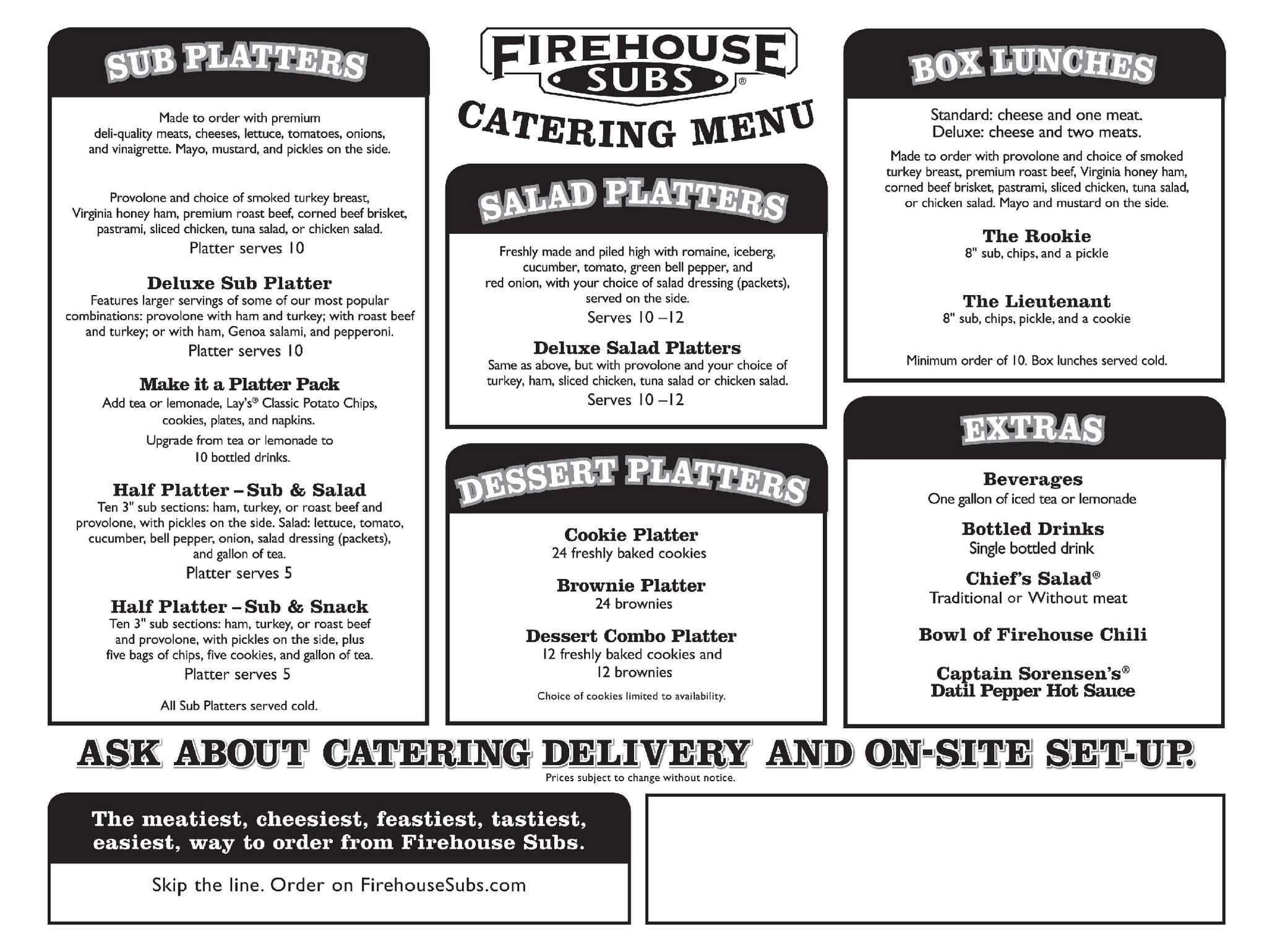 Menu at Firehouse Subs Gator Hole fast food, North Myrtle Beach