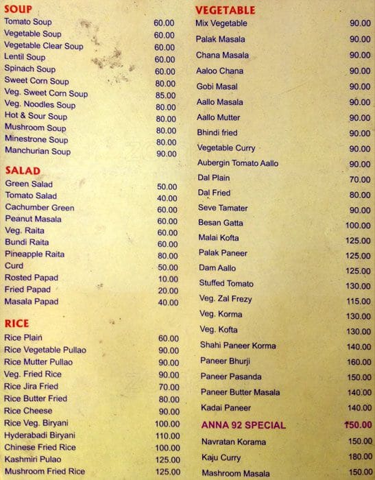 Anna Restaurant Menu, Menu for Anna Restaurant, Chandpole, Udaipur - Zomato