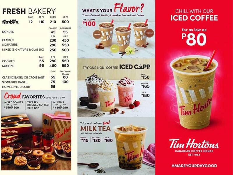 Menu At Tim Hortons Cafe Makati Salcedo Village One Central Building 