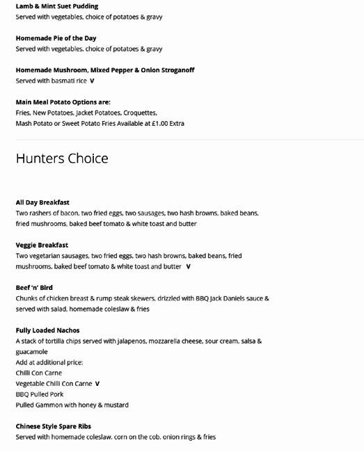 Menu at The Horns Inn pub & bar, Southampton