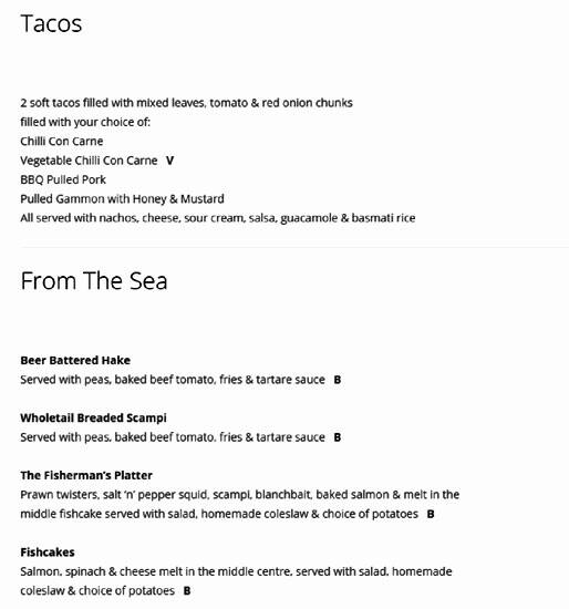 Menu at The Horns Inn pub & bar, Southampton