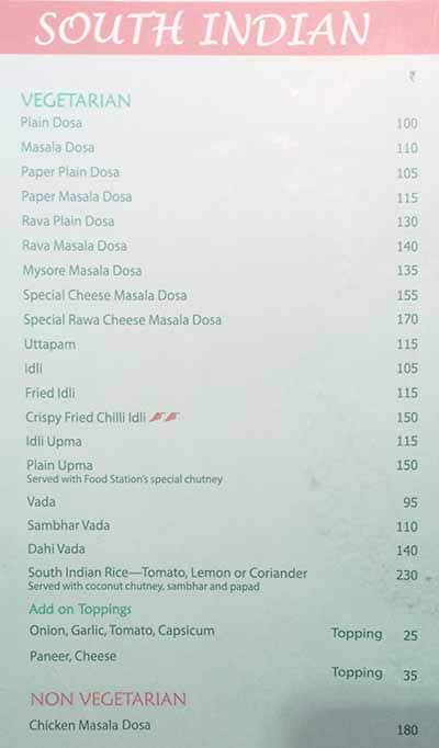 Chinese and Pizza Station menu