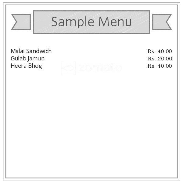 Kantilal Damodar Mithaiwala menu