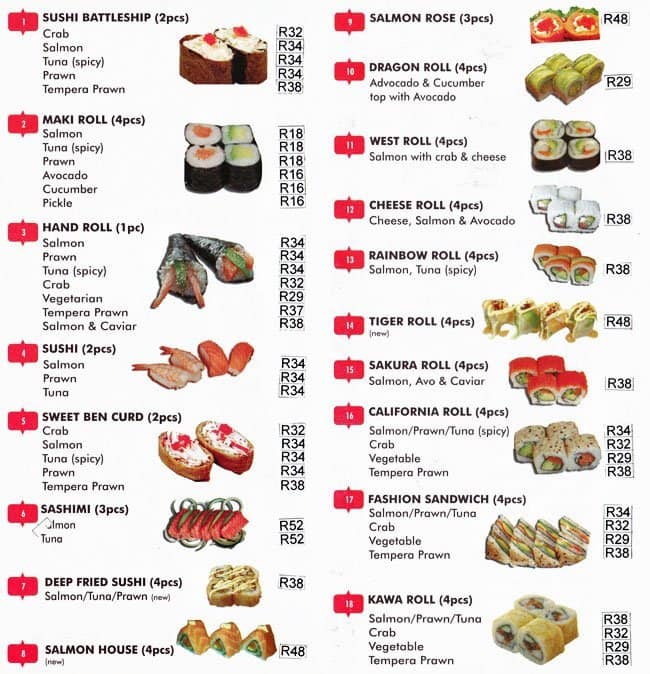 Menu At Huamin Sushi Restaurant Johannesburg menu-at-huamin-sushi-restaurant-johannesburg
