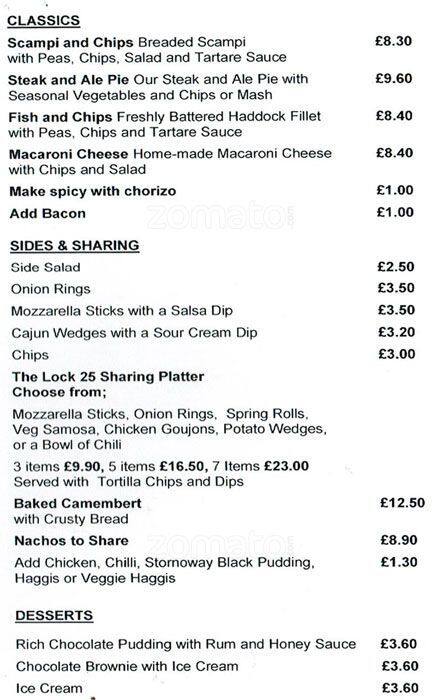 Lock 25 menu