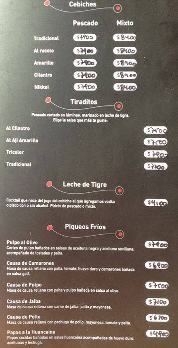 Tambo Menu, Menu de Tambo, Santiago Centro, Santiago - Zomato Chile