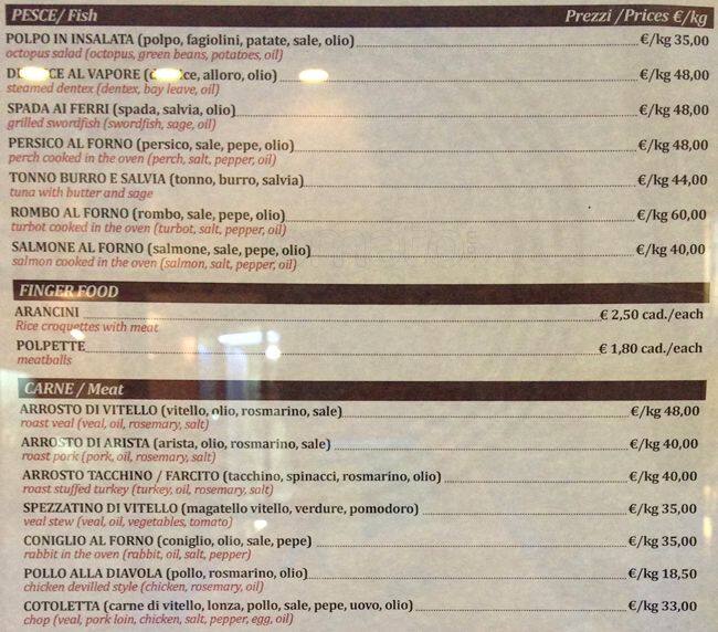 Menu di Rosticceria Fontana 