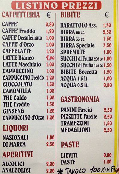 Menu di Giamon Caffè di Di Maggio Gianpio 
