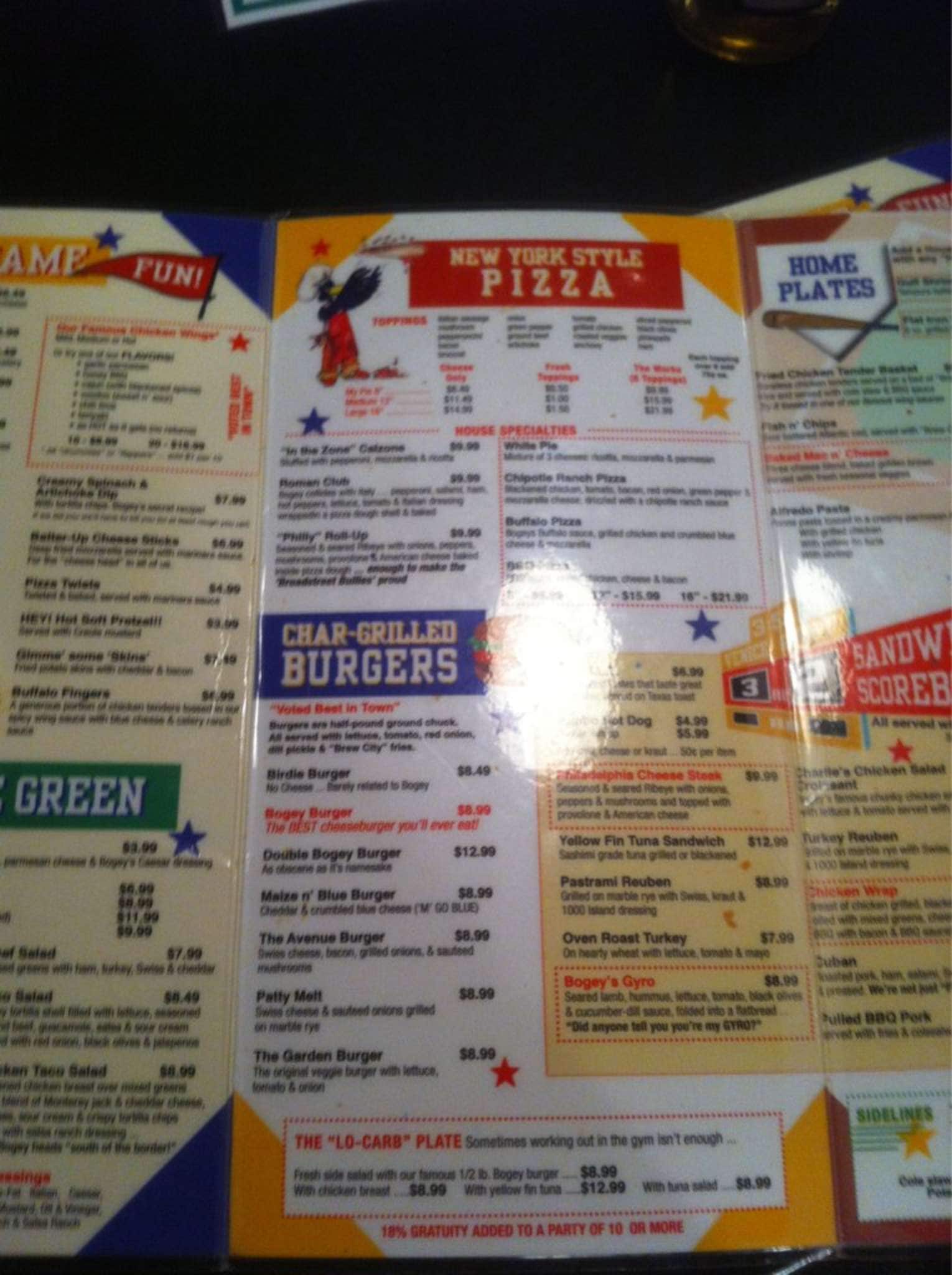 Bogey's Restaurant & Sports Bar Menu Urbanspoon/Zomato