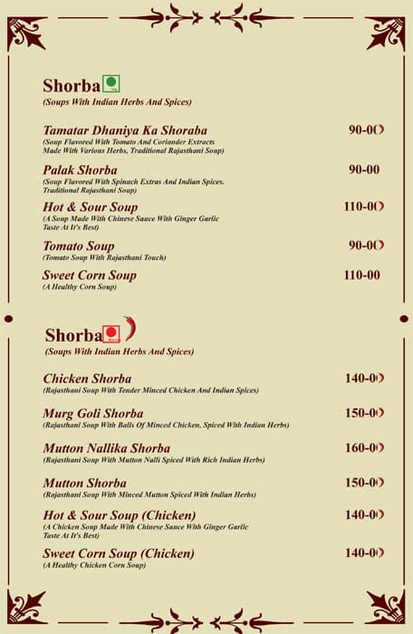 Ghani khammam- The Royal Kitchen of Rajasthan menu