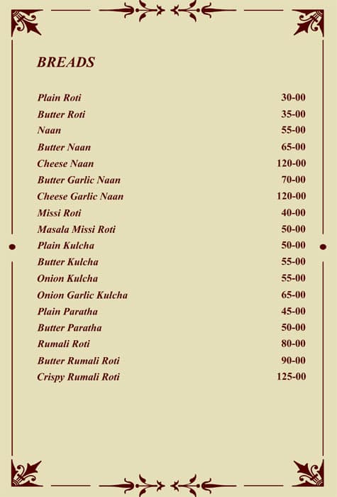 Ghani khammam- The Royal Kitchen of Rajasthan menu