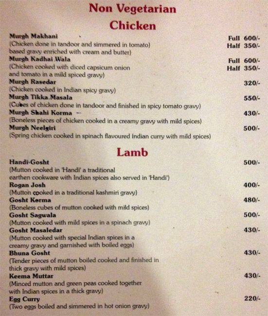 Indiana Restaurant menu