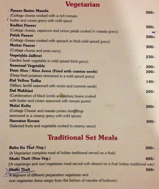 Indiana Restaurant menu