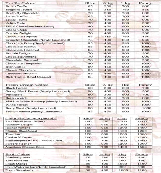 Cake Me Away Menu, Menu for Cake Me Away, Kurla, Mumbai Zomato
