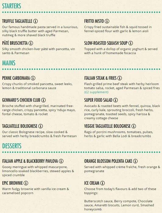 Jamie's Italian Menu, Menu for Jamie's Italian, Bullring, Birmingham ...