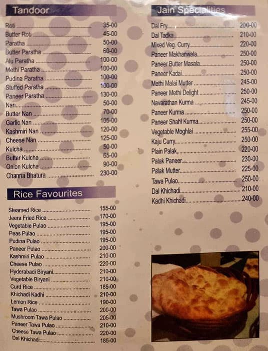 Supreme Tatya Kalyani Veg Restaurant menu